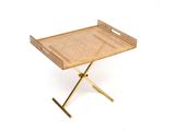 a tray that is sitting on a stand on a white surface