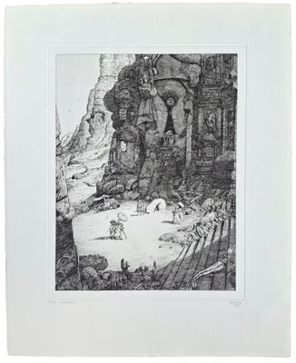 une image représentant un dessin en noir et blanc d'une grotte