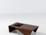 une photo d'une table basse en bois sur laquelle est posé un verre