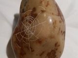 a potato with a spider web drawn on it