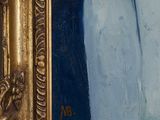 portrait of a woman in a blue dress in a gold frame