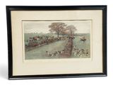 framed picture of a painting of a horse race with a man on horseback