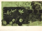 dessin représentant des fleurs noires et vertes sur une feuille de papier