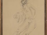 l'image d'un dessin d'une femme assise sur le sol