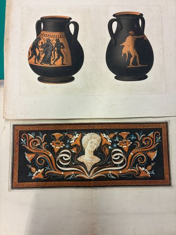 Lot de planches gravées et rehaussées de couleurs. Une planche re...