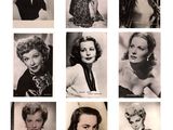 several black and white photos of a woman with different hair styles