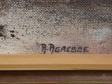 an image of a close up of a painting on a wooden frame