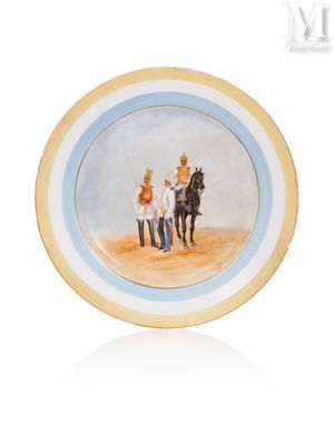 a picture of a plate with a picture of a horse drawn carriage