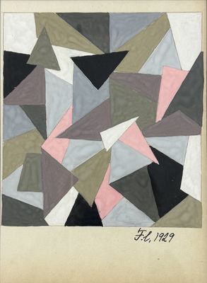 an image of a painting with a lot of triangles on it