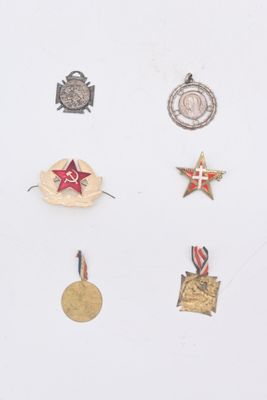 de nombreux insignes et médailles sur un fond blanc