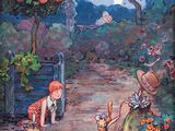 un tableau représentant une femme et un enfant dans un jardin