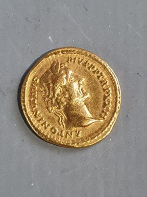une vieille pièce d'or sur laquelle est représenté un homme