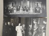 two old black and white photos of a woman in a white dress and a man in a black suit