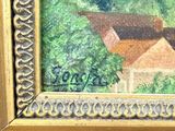an image of a painting of a house in a wooded area