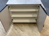 an image of a closed cabinet in a room