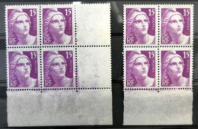 deux timbres représentant le visage d'une femme, posés sur une table