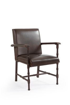 Jacques ADNET, attribué à Fauteuil en métal et bois entièrem… - Photo 1