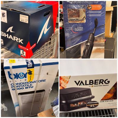 plusieurs photos montrant divers types d'appareils électroménagers dans un magasin