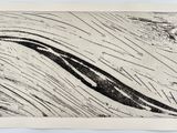 un dessin en noir et blanc représentant une vague dans l'océan