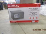 a box with a safe on it sitting on the floor