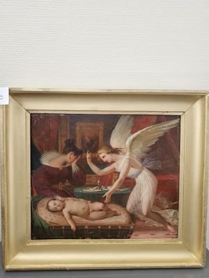 Tableau attribué à JOSEPH BERGER mort d'un enfant huile sur …