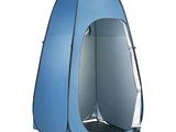 a close up of a blue tent on a white background