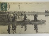 a vintage photo of a group of people on a boat