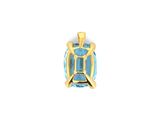 a close up of a blue topaz stone pendant on a white background