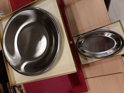 Ensemble de métal argenté cpt : plat à poisson, plat ovale, … - Photo 1