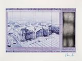 drawing of a picture of a building with a view of a city
