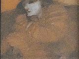 tableau représentant une femme coiffée d'un chapeau noir et au visage blanc