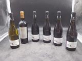 Plusieurs bouteilles de vin sont alignées sur un comptoir