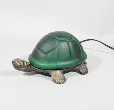 turtle lamp with green shell and gold feet