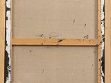 a close up of an old window frame with paint on it