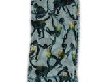 a scarf with monkeys and flowers on a blue background