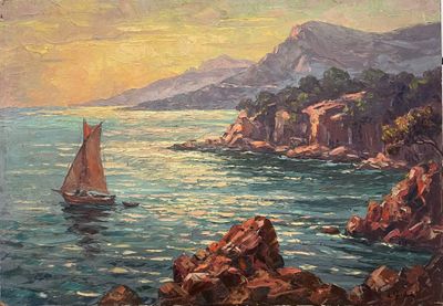 Louis GAIDAN (1847-1925) Bord de mer Huile sur panneau Signé…