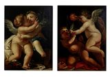 two paintings of a couple of cherenshes and a baby