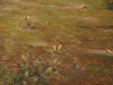 a painting of a cow in a field with a tree in the background