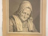 portrait d'une vieille femme portant un foulard sur la tête