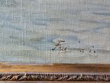 an oil painting of a boat on a body of water