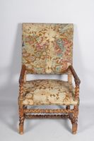 Fauteuil en bois naturel torsadé, style Louis XIII (photo 2)
