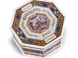 a decorative box with a picture of a man riding a horse