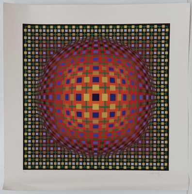 une image représentant un motif multicolore composé de carrés sur fond blanc
