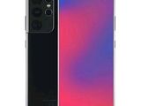 vue arrière et latérale d'un Samsung S20 noir sur fond rose et bleu