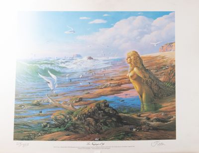 une image représentant un tableau où l'on voit une femme assise sur la plage
