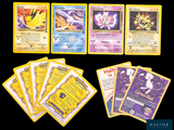 several pokemon cards are shown on a black background