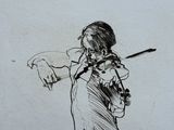 drawing of a woman with a violin in her hand