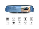 a close up of a car rear view mirror with various icons
