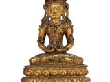 une statue ébréchée du bodhisattva Bouddha, Tibet, XVIIe siècle