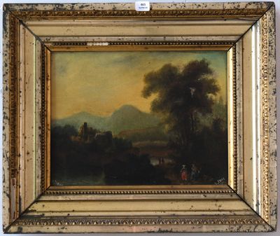 une peinture à l'huile d'un paysage avec un château au loin
